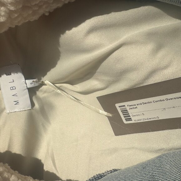 Fleece and Denim Combo Oversized Jacket - New, size Small - Picture 7 of 8